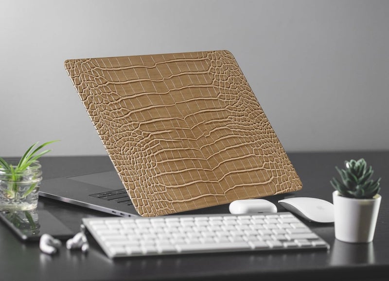 KEROM Compatible with Crocodile MacBook Air 13 Inch Case 2025-2022 M4 M3 M2 A3240 A3113 A2681, Textured Elegant Luxury Aligator Skin Snakeskin PU Leather Hardshell Case & Keyboard Cover, Brown - Image 5